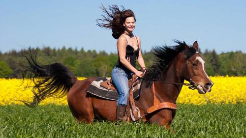 Mulher Cavalgando no Cavalo